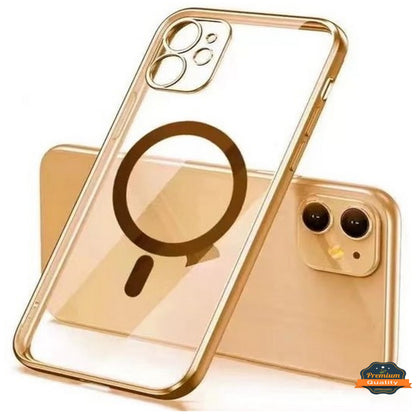 For Apple iPhone 17 Clear Hybrid Case with Plating Chrome Frame, Camera Protection, MagSafe Compatible Case Cover