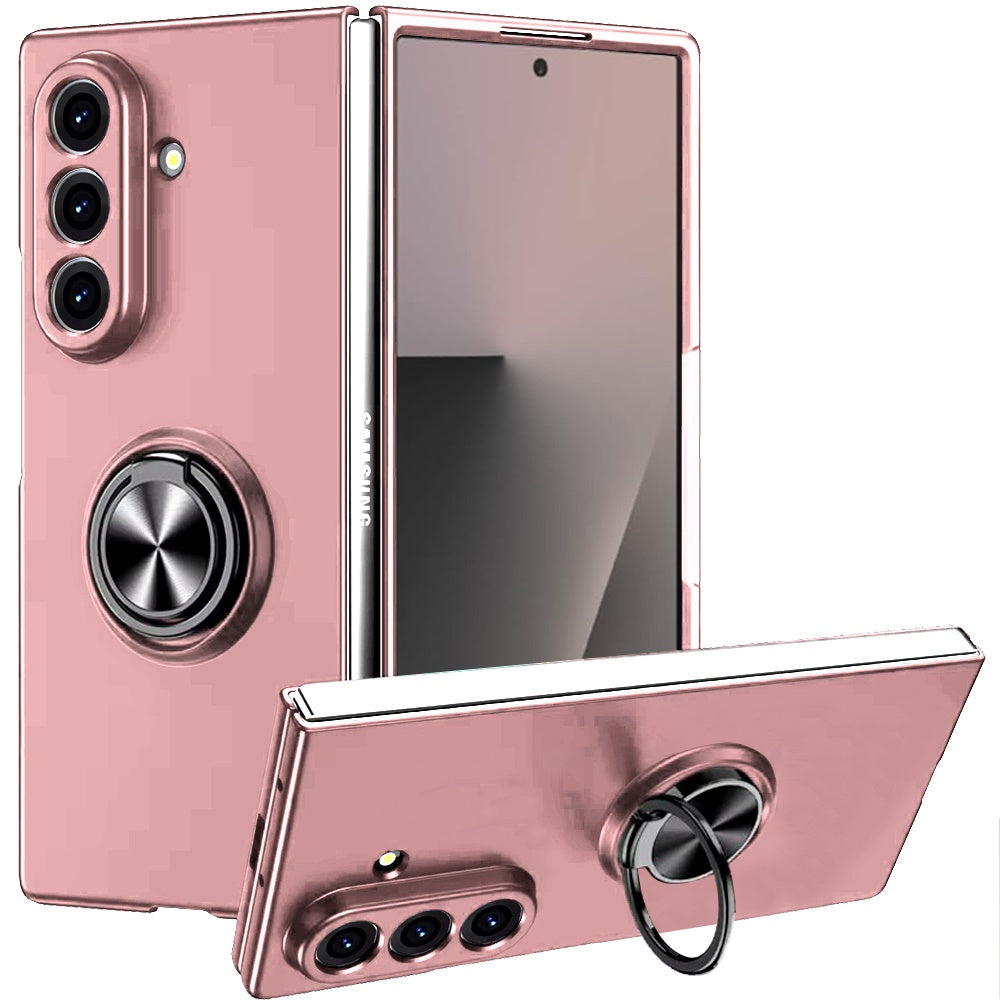 For Samsung Galaxy Z Fold 7 Hybrid 360 Degree Rotatable Metal Invisible Ring Stand Holder Slim Fit Magnetic Car Mount Shockproof Case Cover