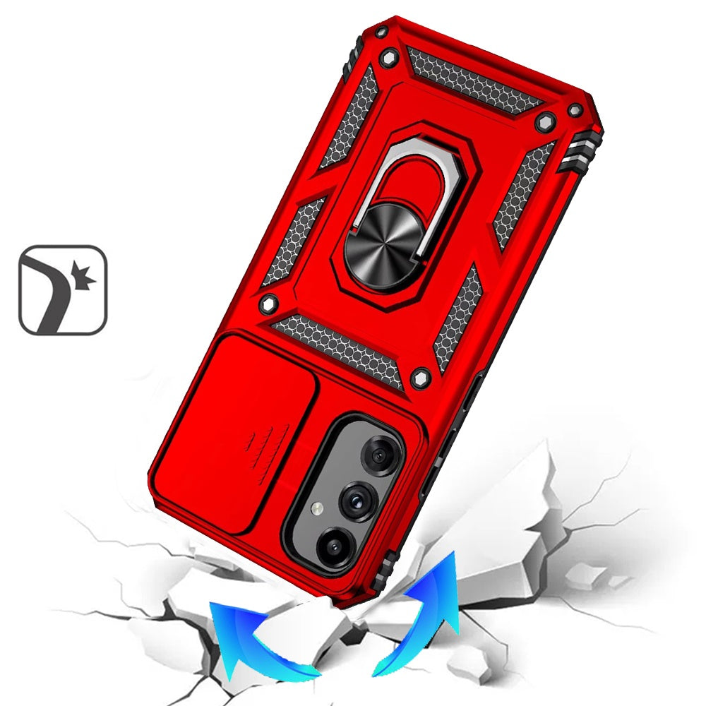 For Samsung Galaxy A26 Hybrid Ring Shockproof with 360° Rotate Ring Kickstand, Camera Lens Protection, Soft Edge Bumper Case Cover