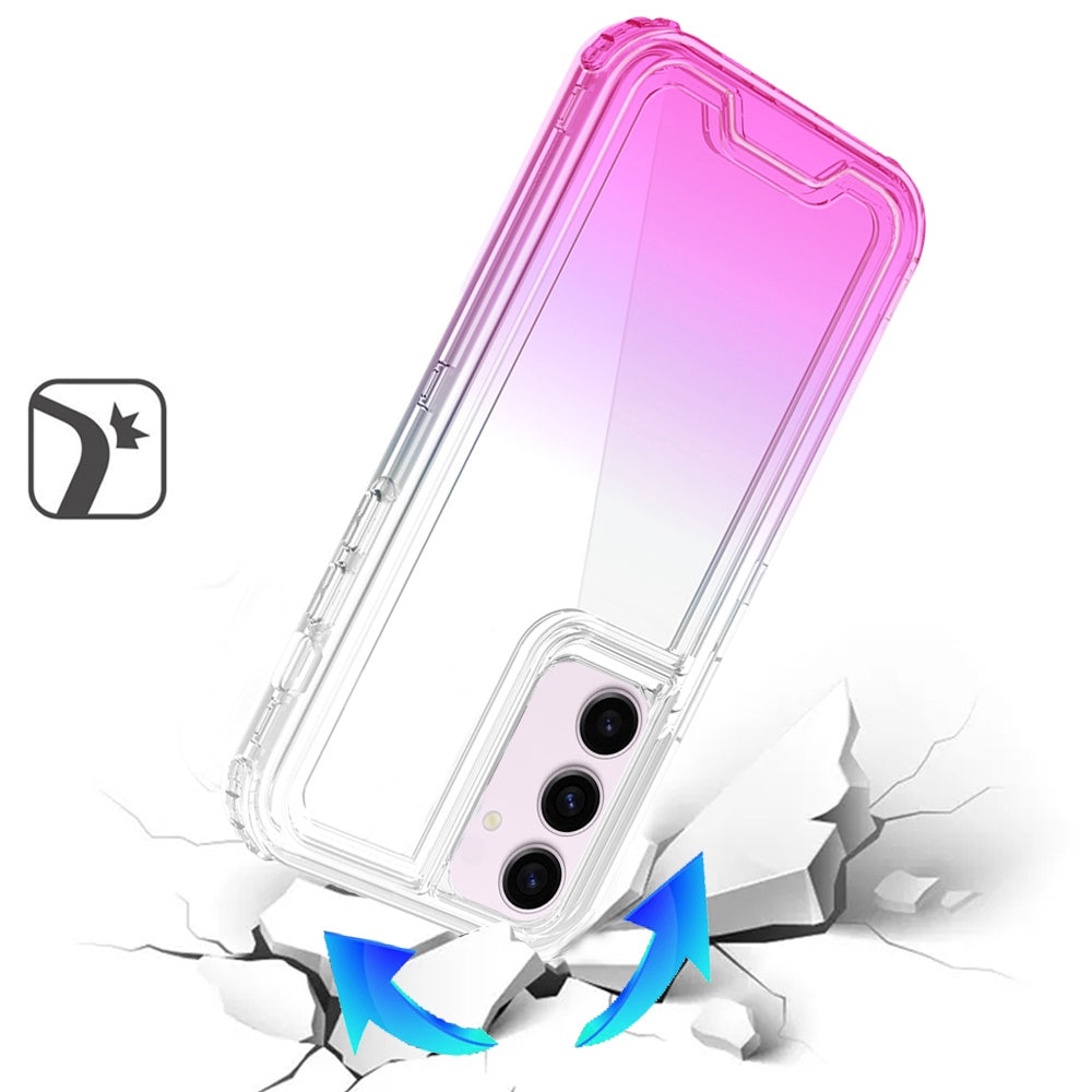 For Samsung Galaxy S25 Plus /S25+ /S24/Plus Hybrid 3-in-1 Clear Case - Two-Tone Transparent Shockproof TPU + Hard Protective Frame Case Cover Clear+Purple