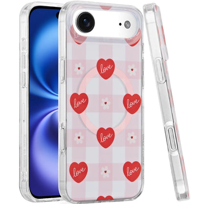 For Apple iPhone 17 AIR Stylish Pattern Fashion IMD Printed Design TPU Double Layer Slim Shockproof with Magnetic Back Case Cover Love Hearts