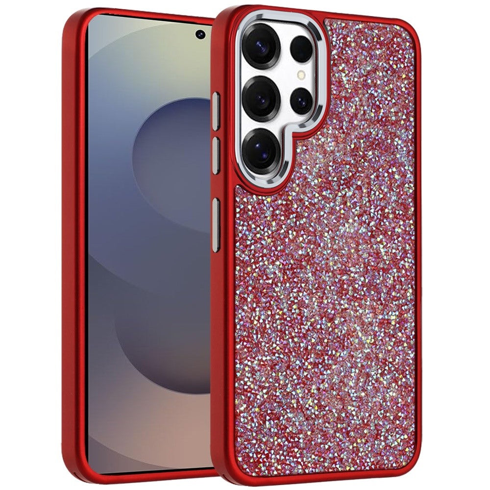 For Samsung Galaxy S26 Ultra Crystal Sparkle Diamond Glass Full Mini Glitter Bling Frame TPU Hybrid Protective Case Cover