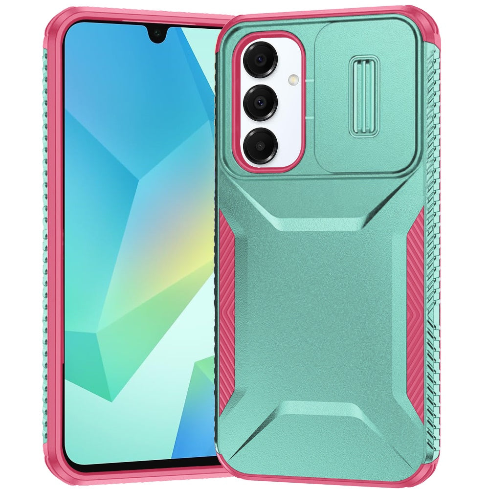 For Samsung Galaxy A16 5G Slim Fit Shockproof Hybrid with Slide Camera Window Covering, Rugged Tpu Silicone Hard PC Bumper Case Cover