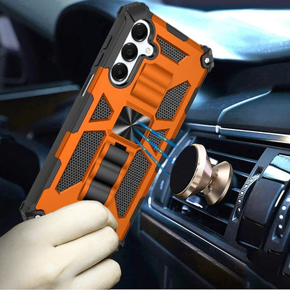 For Samsung Galaxy A16 5G Hybrid Shockproof [Military Grade] Rugged Protective with Magnetic Car Mount & Invisible Stand Case Cover Cosmic Orange