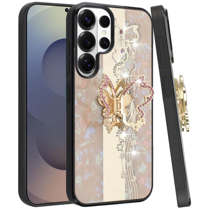 For Samsung Galaxy S26 Ultra Diamonds 3D Butterfly Bling Sparkly Glitter Ornaments Engraving Hybrid with Stand Fashion Case Cover