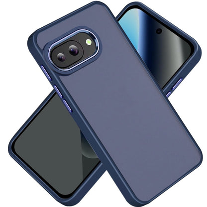Phone Case for Google Pixel 10A Transparent Thick Acrylic Hybrid Metal Buttons Shockproof Rubber TPU Slim Durable Grip Protective Cover