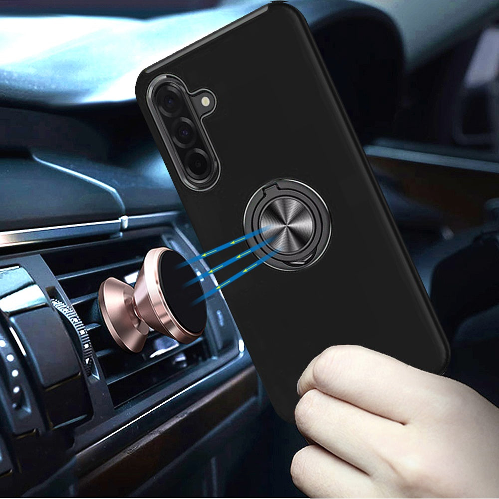 For Samsung Galaxy A57 Hybrid 360 Degree Rotatable Metal Invisible Ring Stand Holder Slim Fit Magnetic Car Mount Shockproof Case Cover