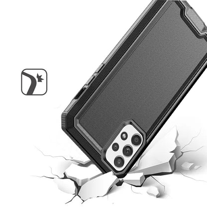 For Samsung Galaxy A32 5G Tough Modern Fused Hybrid Armor Hard PC TPU Rubber Shockproof Drop Protection Impact Case Cover Black