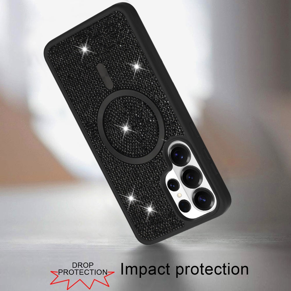 Phone Case for Samsung Galaxy S26 Ultra Magnetic Bling Diamond Sparkle Hybrid Shockproof Rugged Grip Durable Protection Anti-Slip Armor Design Cover