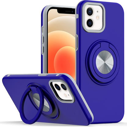 For Apple iPhone 17E /16E Metal Matte Hybrid with Invisible Rotational Ring Stand, Car Mount Friendly, Military Grade Slim Fit Sturdy Case Cover Blue