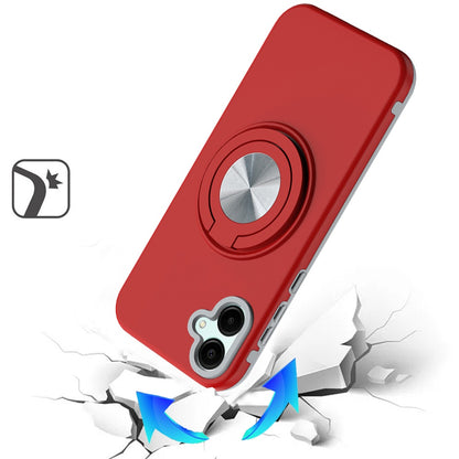 For Samsung Galaxy A06 Metal Matte Hybrid with Invisible Rotational Ring Stand, Car Mount Friendly, Military Grade Slim Fit Sturdy Case Cover