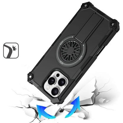 For iPhone 16 Pro Max (6.9") Texture Design Invisible Kickstand Case, MagSafe Compatible Hybrid Shockproof Cover, Car Mount Friendly Protector
