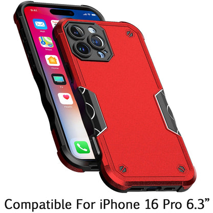 For Apple iPhone 16 Pro (6.3") Slim Tough Shockproof Hybrid Heavy Duty Dual Layer TPU Bumper Rugged Rubber Armor Case Cover