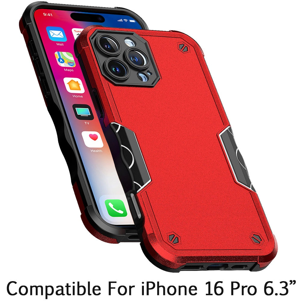 For Apple iPhone 16 Pro (6.3") Slim Tough Shockproof Hybrid Heavy Duty Dual Layer TPU Bumper Rugged Rubber Armor Case Cover