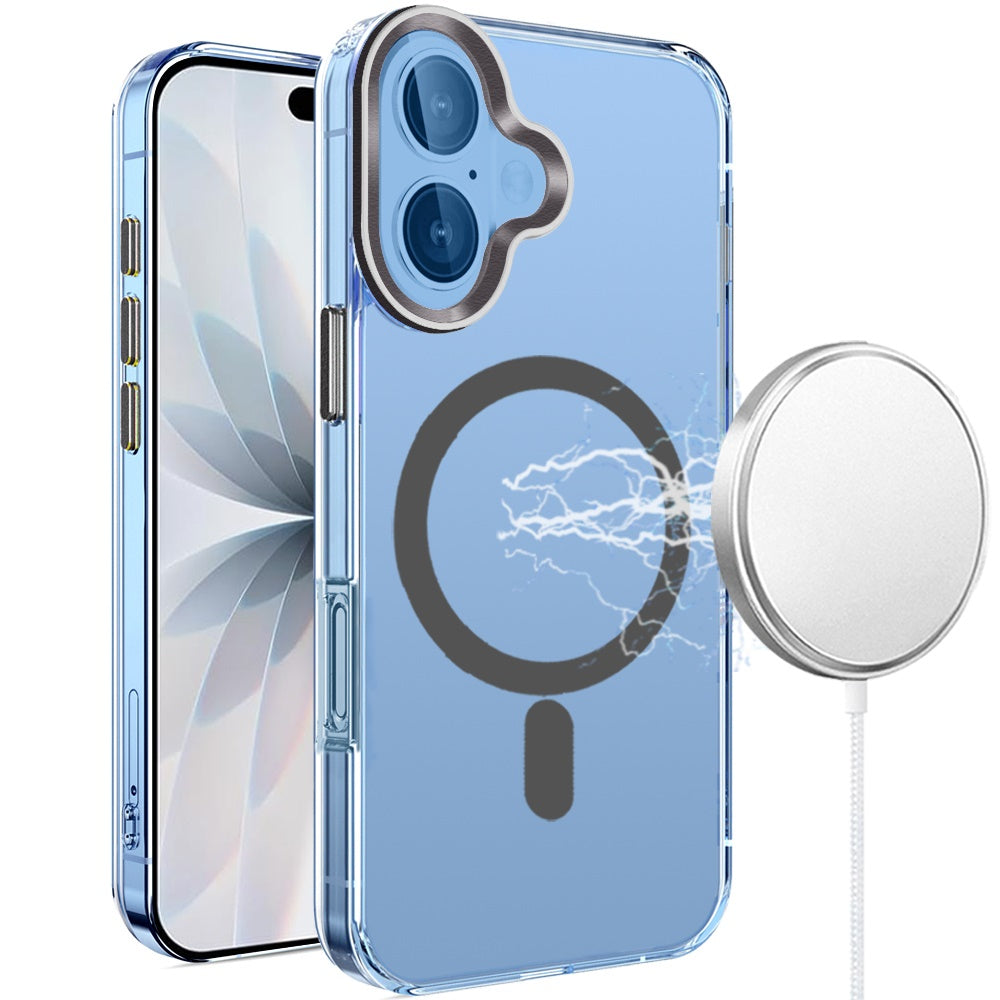 For Apple iPhone 17 Air (6.6") Clear Transparent Case Matching Circle Design, Hybrid TPU Hard Shell, Support Magsafe Charger Case Cover Black