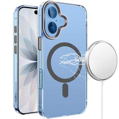 For Apple iPhone 17 Air (6.6") Clear Transparent Case Matching Circle Design, Hybrid TPU Hard Shell, Support Magsafe Charger Case Cover Black