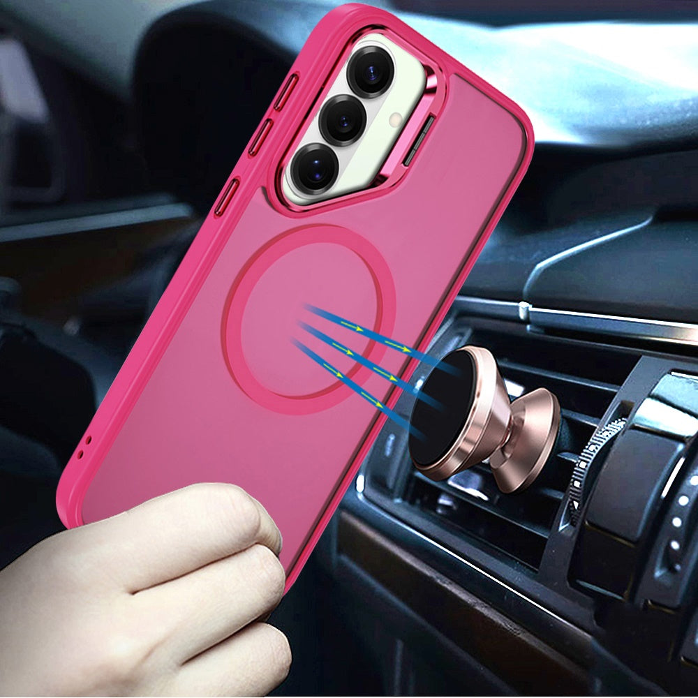 For Samsung Galaxy S26 Heavy Duty Metallic Hybrid Tough TPU with Camera Ring Stand, MagSafe Compatible, Rugged Drop Protection Case Cover