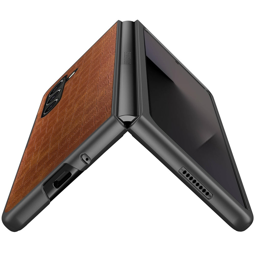 For Samsung Galaxy Z Fold 7 PU Vegan Leather Case, Premium Snap-On Hard Shell Cover, Slim Fit Protective Matte Finish Case Cover