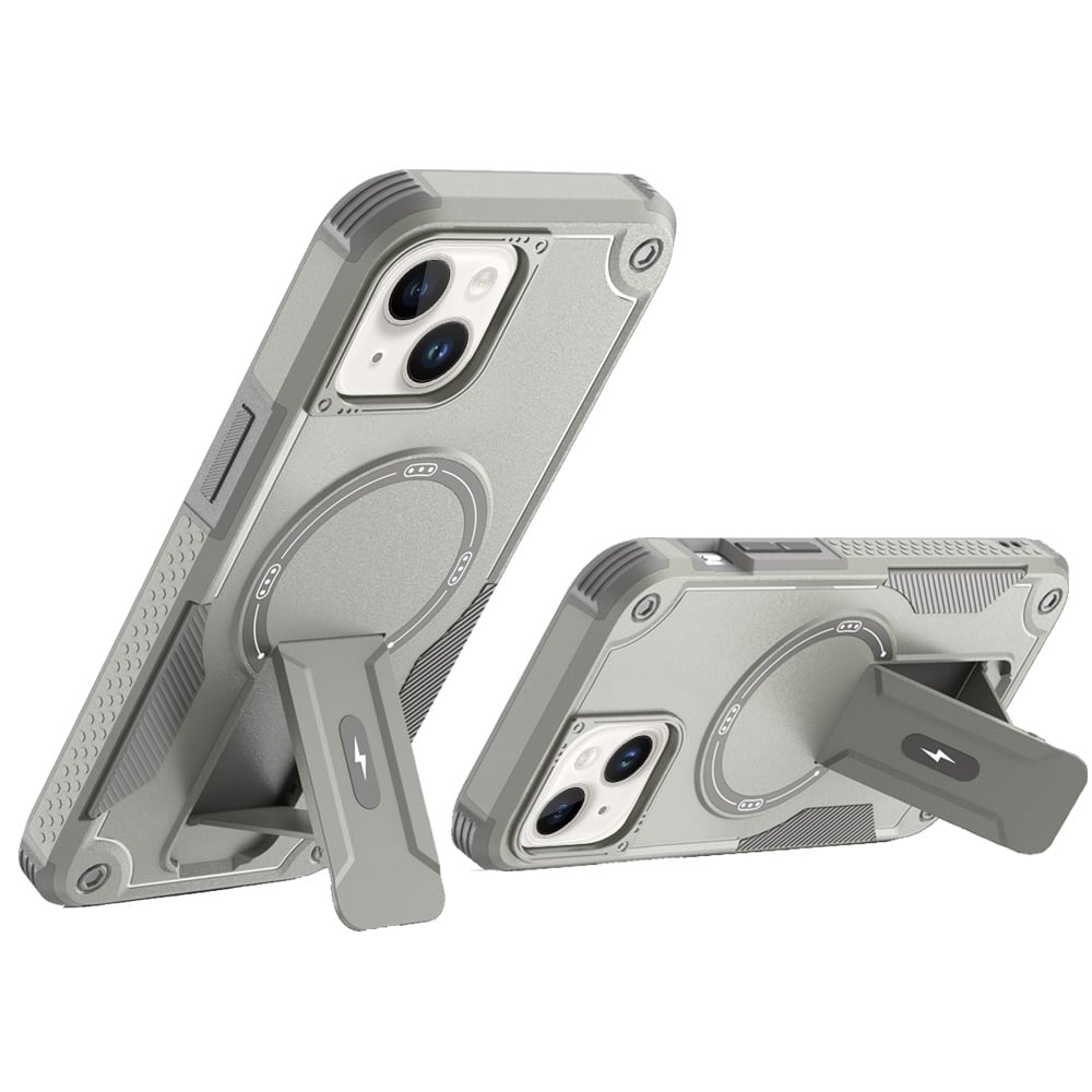 For iPhone 15 Plus (6.7") Magnetic Invisible Kickstand Holder with Magsafe, Slim Fit Shockproof Hybrid Military Grade Heavy Duty Case Cover