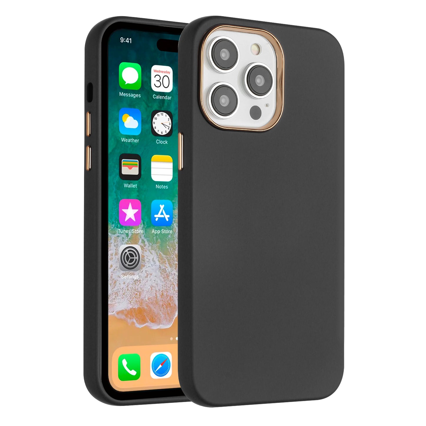 For Apple iPhone 11 Pro Max Slim Classic Hybrid Around Rubber Gummy Gel Slick Hard PC Silicone TPU Chromed Button Case Cover Black