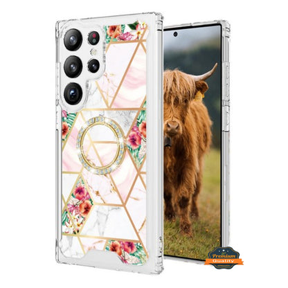 For Samsung Galaxy S25+ S25 Plus /S24+ Fashion Design Bling Diamond Hybrid Protective Case, Ring Kickstand Hard PC + TPU Case Cover