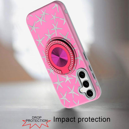 For Samsung Galaxy S26 Pattern Design Hybrid with Invisible Ring Stand & Magnetic Back, Shockproof Protective Grip Case Cover
