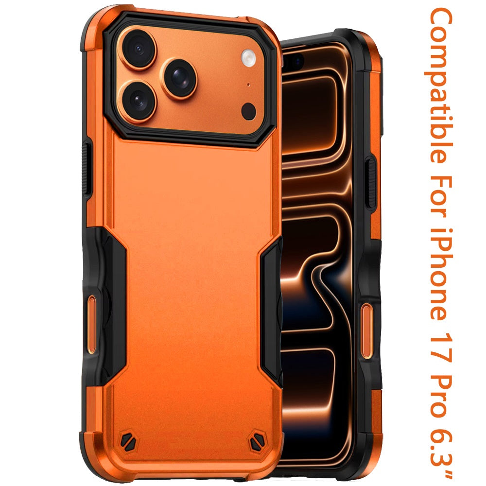 For Apple iPhone 17 Pro (6.3") Slim Tough Shockproof Hybrid Heavy Duty 2in1 Dual Layer TPU Bumper Rugged Rubber Defend Armor Case Cover Cosmic Orange