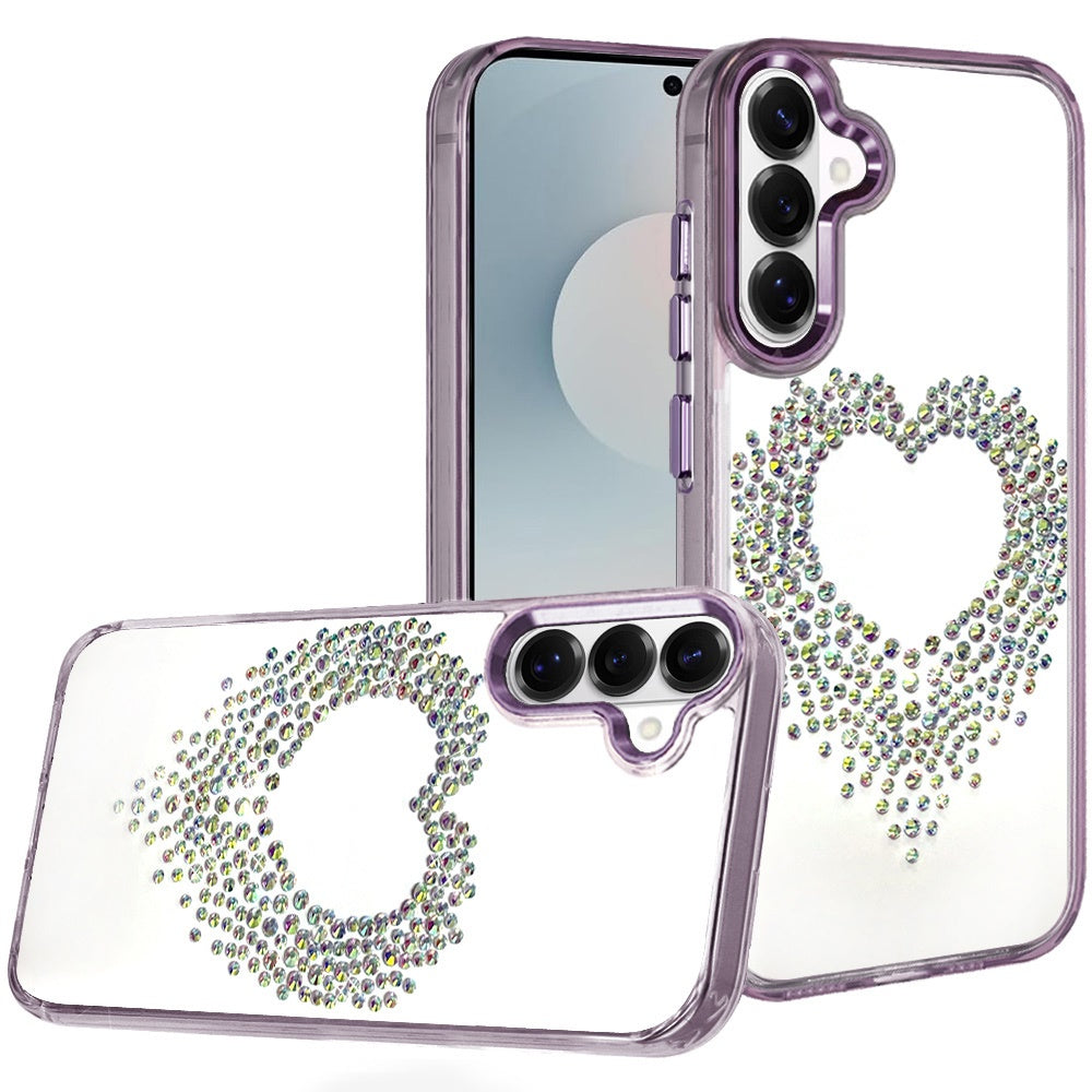 For Samsung Galaxy S26 Ultra Angel Hearts Bling Glitter Diamond Hybrid TPU Cover, Colorful Frame Shockproof Protective Back Case Cover