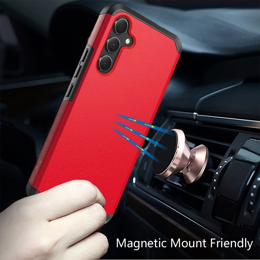 For Samsung Galaxy A15 5G Fashion Graphic Design Hybrid 2in1 Tough Strong Hard PC TPU Frame, Magnet Mount Friendly, Shockproof Protection Case Cover Red
