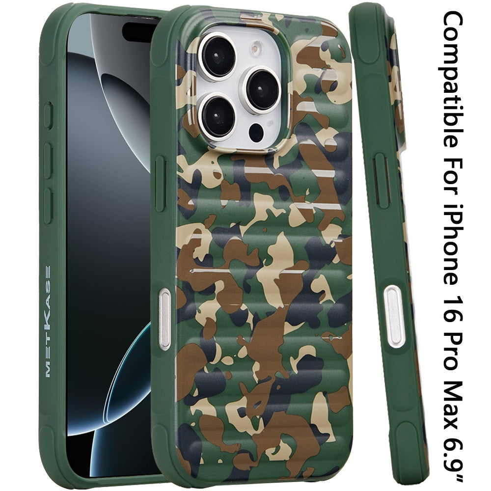 For Apple iPhone 16 Pro Max (6.9") Pattern Design Magnetic Chrome Hybrid Compatible with Magsafe Dual Layer Shockproof TPU Hard PC Back Case Cover