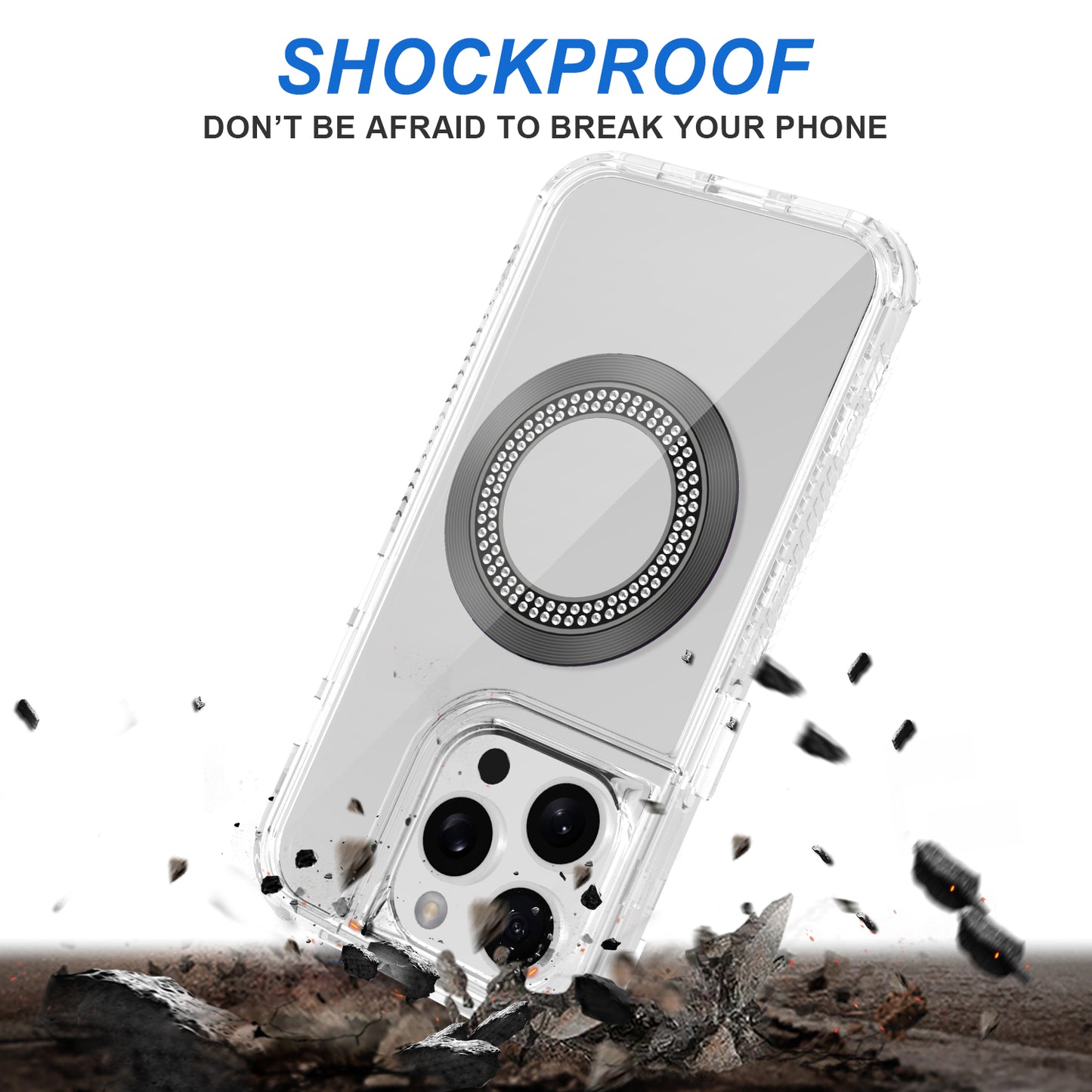 For Samsung Galaxy A37 Magnetic Circle Compatible with Magsafe, Hybrid Chrome 3in1 Transparent Shockproof TPU Bumper Case Cover