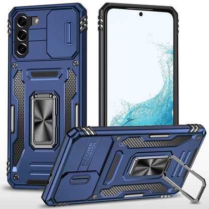 For Samsung Galaxy S22 Hybrid Case with Rotation Ring Stand Shockproof & Camera Window TPU Armor Dropproof Case Cover
