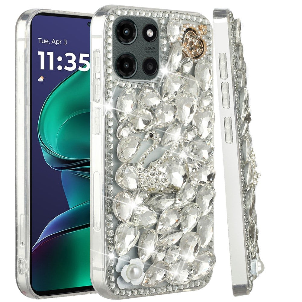 For Motorola Moto G Stylus 5G 2025 Bling Crystal 3D Full Diamonds Luxury Sparkle Rhinestone Hybrid Protective Case Cover
