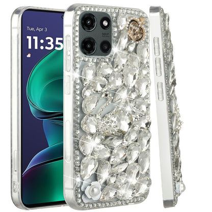 For Motorola Moto G Stylus 5G 2025 Bling Crystal 3D Full Diamonds Luxury Sparkle Rhinestone Hybrid Protective Case Cover