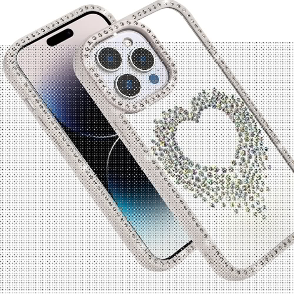For iPhone 14 Pro Max (6.7") Angel Hearts Glitter Shimmer Diamond Edge Hybrid Drop Protection Shockproof Design Case Cover