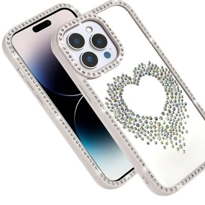 For iPhone 14 Pro Max (6.7") Angel Hearts Glitter Shimmer Diamond Edge Hybrid Drop Protection Shockproof Design Case Cover