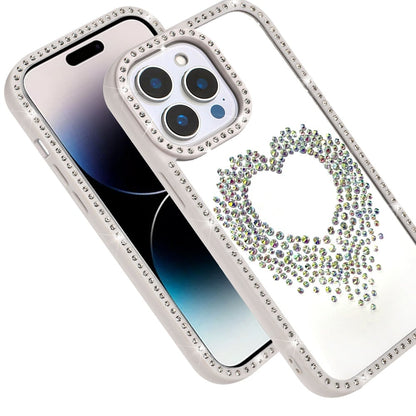 For iPhone 14 Pro Max (6.7") Angel Hearts Glitter Shimmer Diamond Edge Hybrid Drop Protection Shockproof Design Case Cover