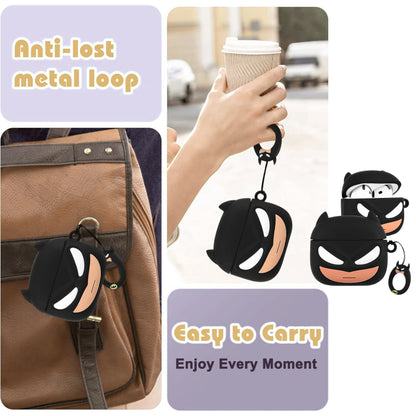 For Airpods Pro 3 Hybrid Cute 3D Fun Design Silicone Skin Cartoon Animal with Keychain Buckle Holder Rubber TPU Soft Case Cover Super Bat