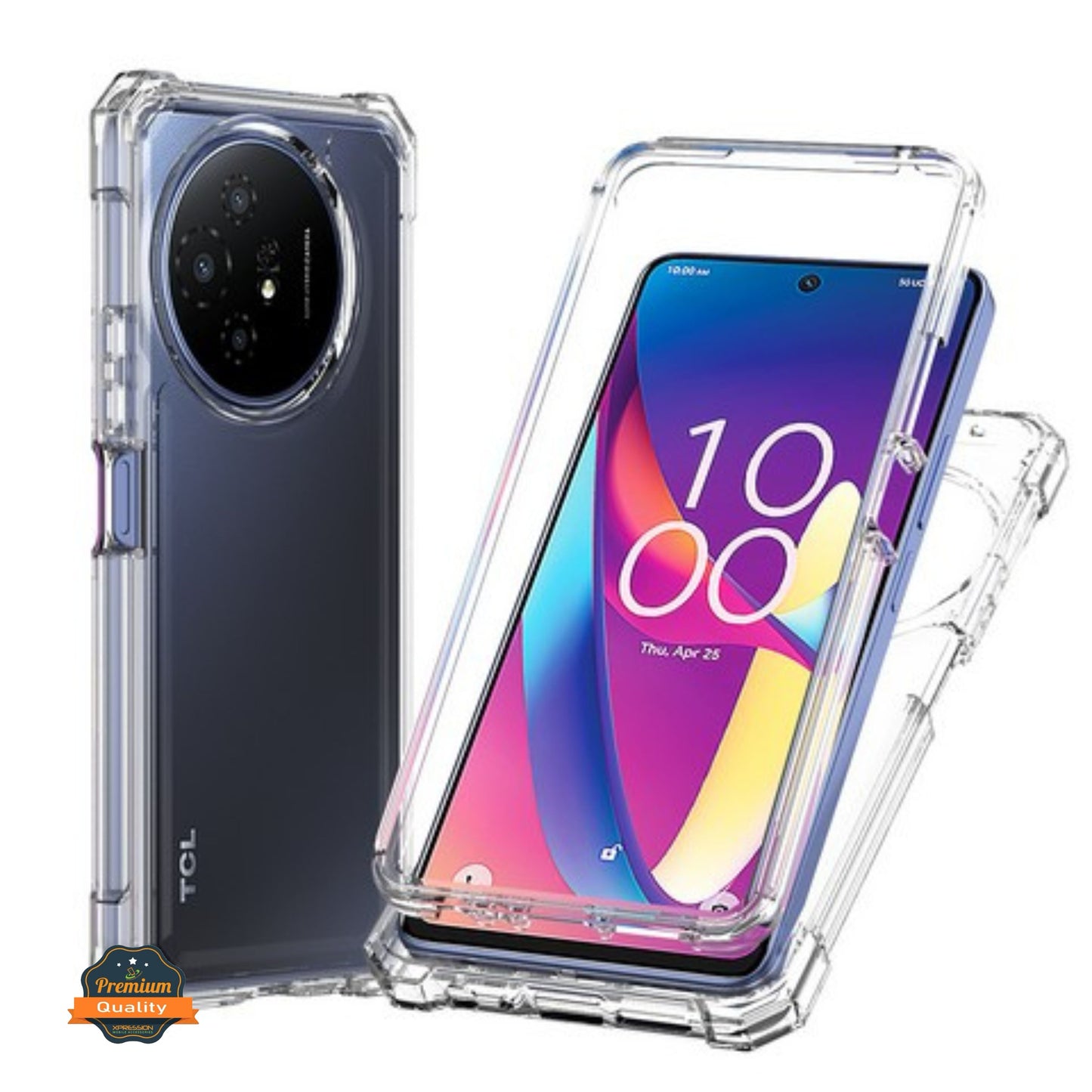 For TCL 60 XE NXTPAPER Full-Body Dual Layer Hybrid Case Slim, Drop-Proof TPU Hard PC, Durable Corner Front Bumper Protector Case Cover Clear Transparent