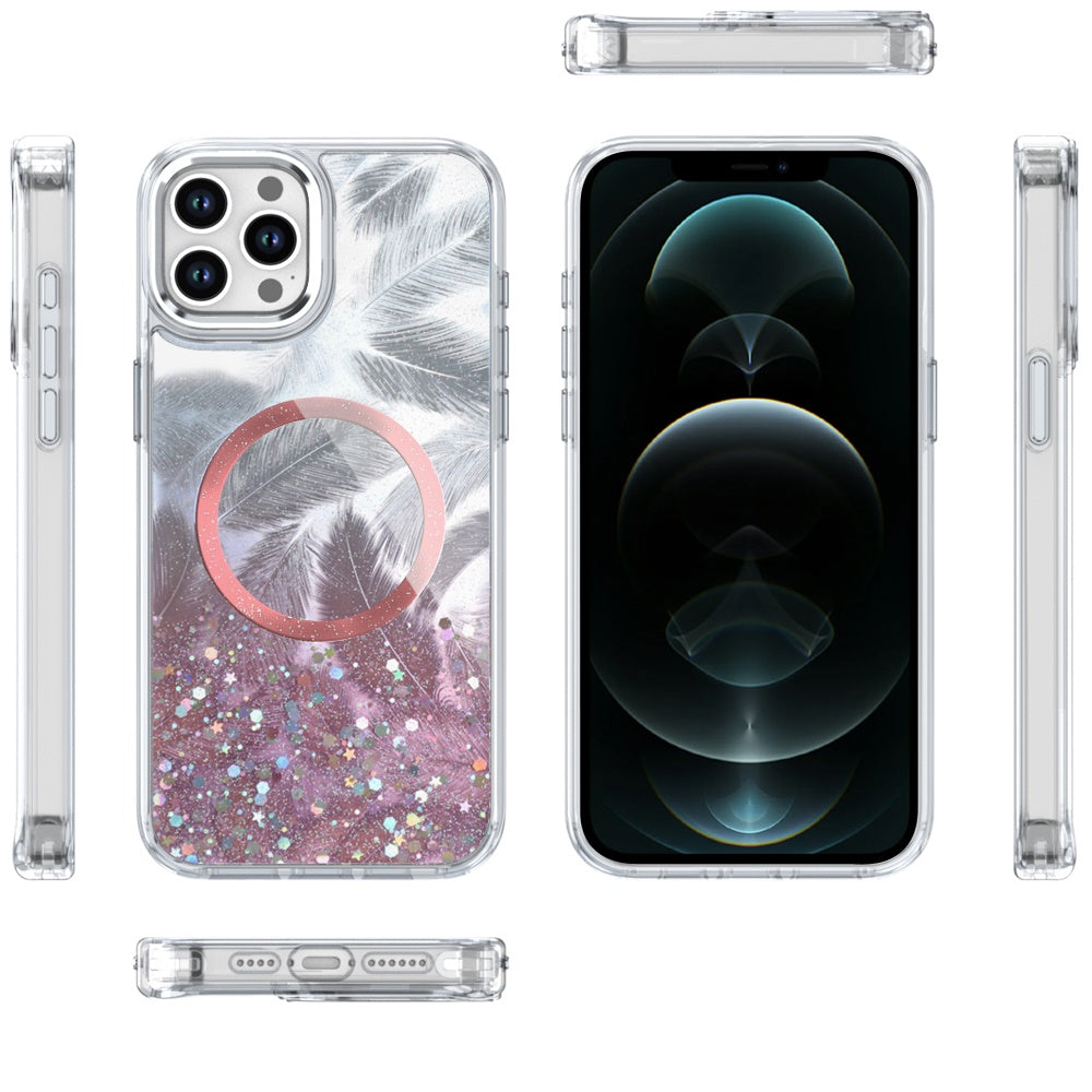 For Samsung Galaxy S25 Ultra Epoxy Glitter Shimmer Fashion Case with Magnetic Magsafe Compatible Hybrid Sparkling Slim Protective Case Cover