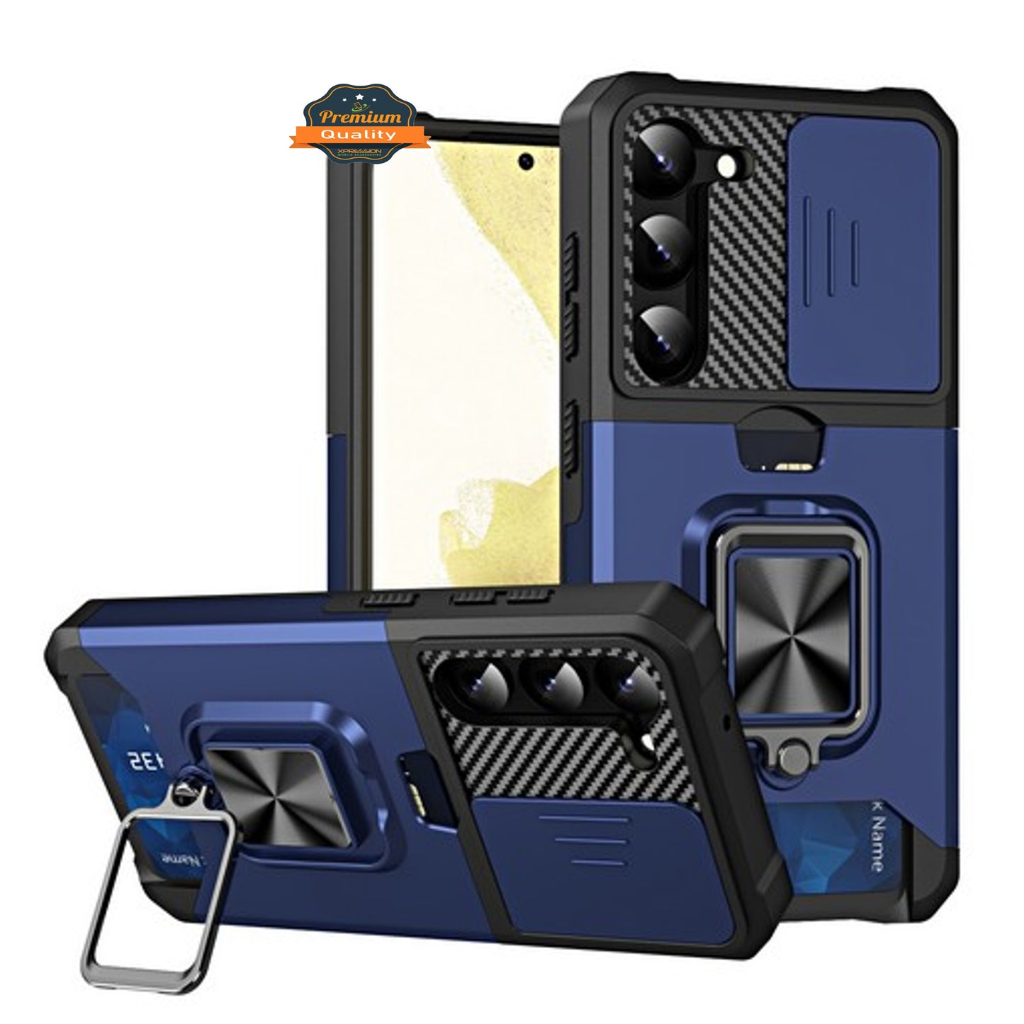 For Samsung Galaxy A17 5G Wallet Case with Slide Camera Protector, Credit Card Slot, Ring Sand, Magnetic Car Mount Case Cover