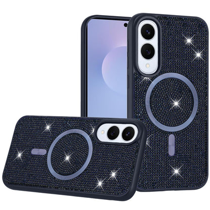 For Samsung Galaxy S25 EDGE Sparkly Diamond Bling Case Rhinestone Skin Hybrid with Magnetic Circle, MagSafe Compatible Case Cover