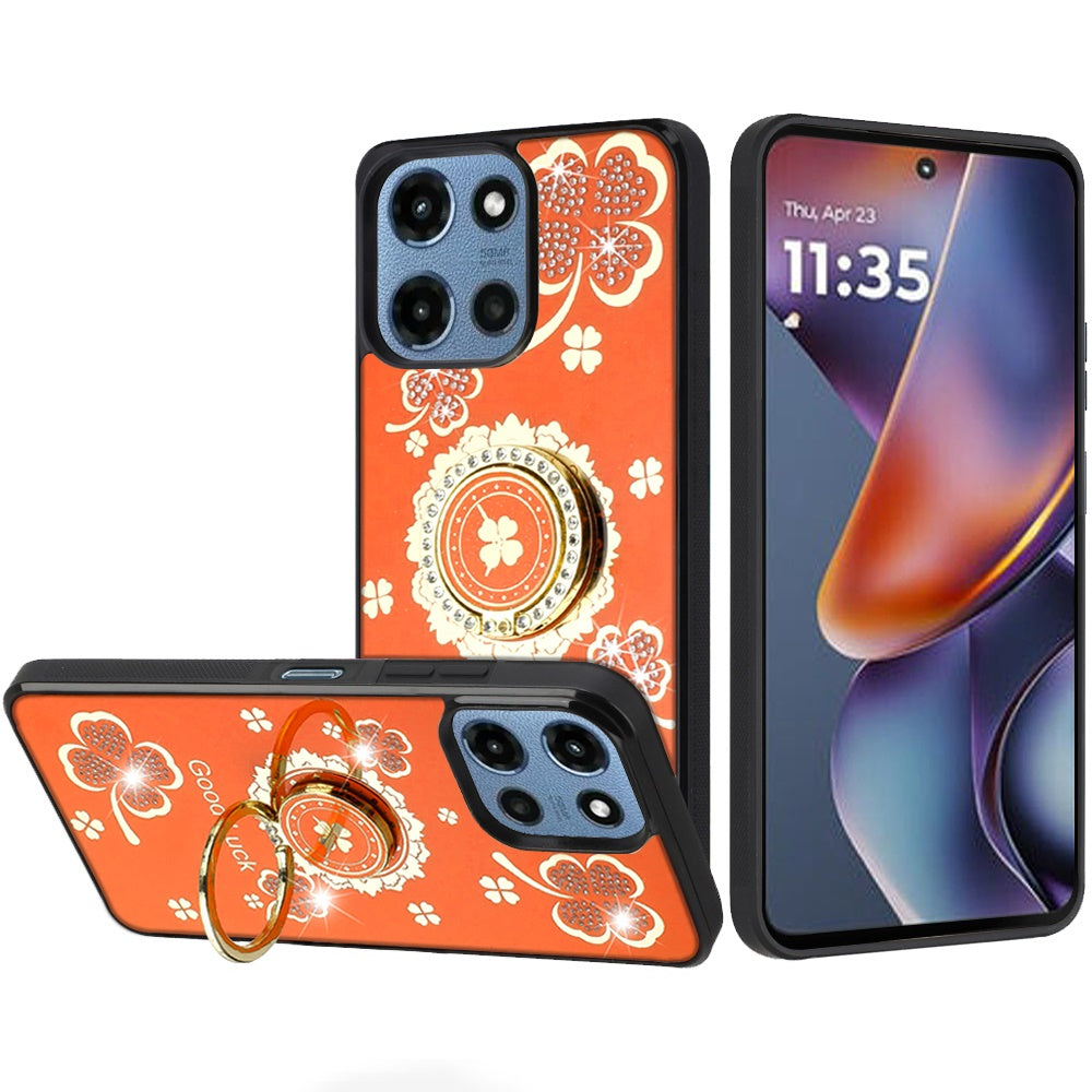 For Motorola Moto G 5G 2026/2025 Diamonds 3D Fashion Bling Sparkly Glitter Ornaments Engraving Hybrid with Ring Stand Case Cover