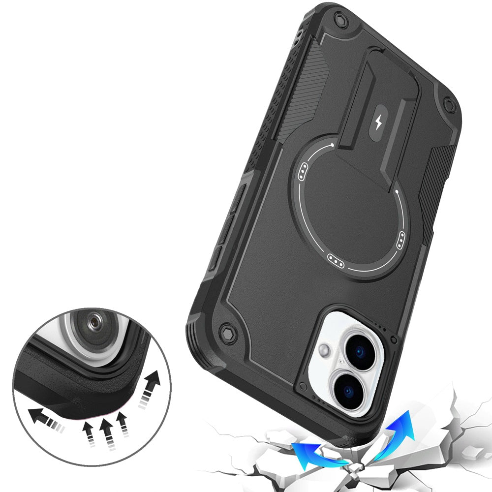 Phone Case for Apple iPhone 16 Plus Magnetic Kickstand Rugged Shockproof Armor Grip Anti Slip Heavy Duty Protective Matte Stand Hybrid Cover