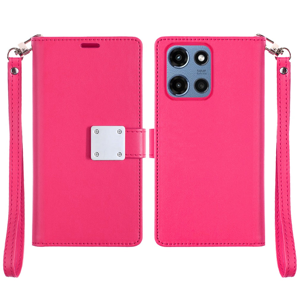 For Motorola Moto G 5G 2025 Wallet Cases PU Leather with Credit Card /ID /Cash Holder Slot Dual Flip Book Pouch, Stand and Strap Case Cover