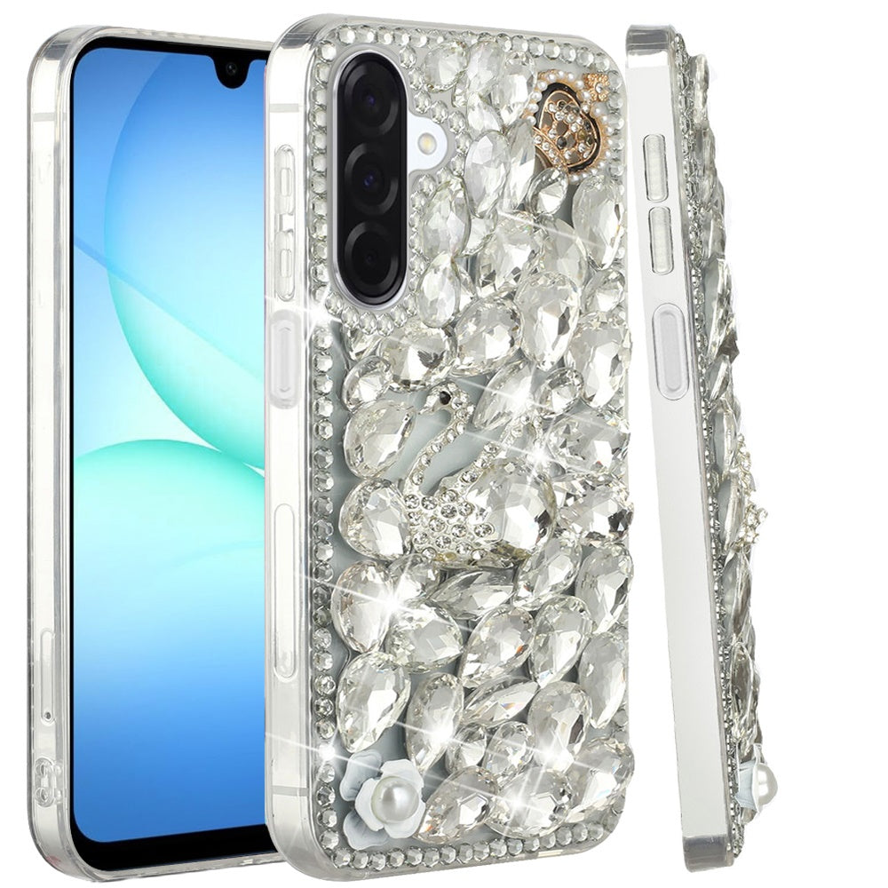 For Samsung Galaxy A17 5G Bling Crystal 3D Full Diamonds Luxury Sparkle Rhinestone Hybrid Protective Case Cover