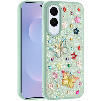 For Samsung Galaxy S25 EDGE Diamond Butterfly 3D Glitter Bling Design, Slim Hybrid Sparkle Protective Cover TPU for Women Girls Case Cover