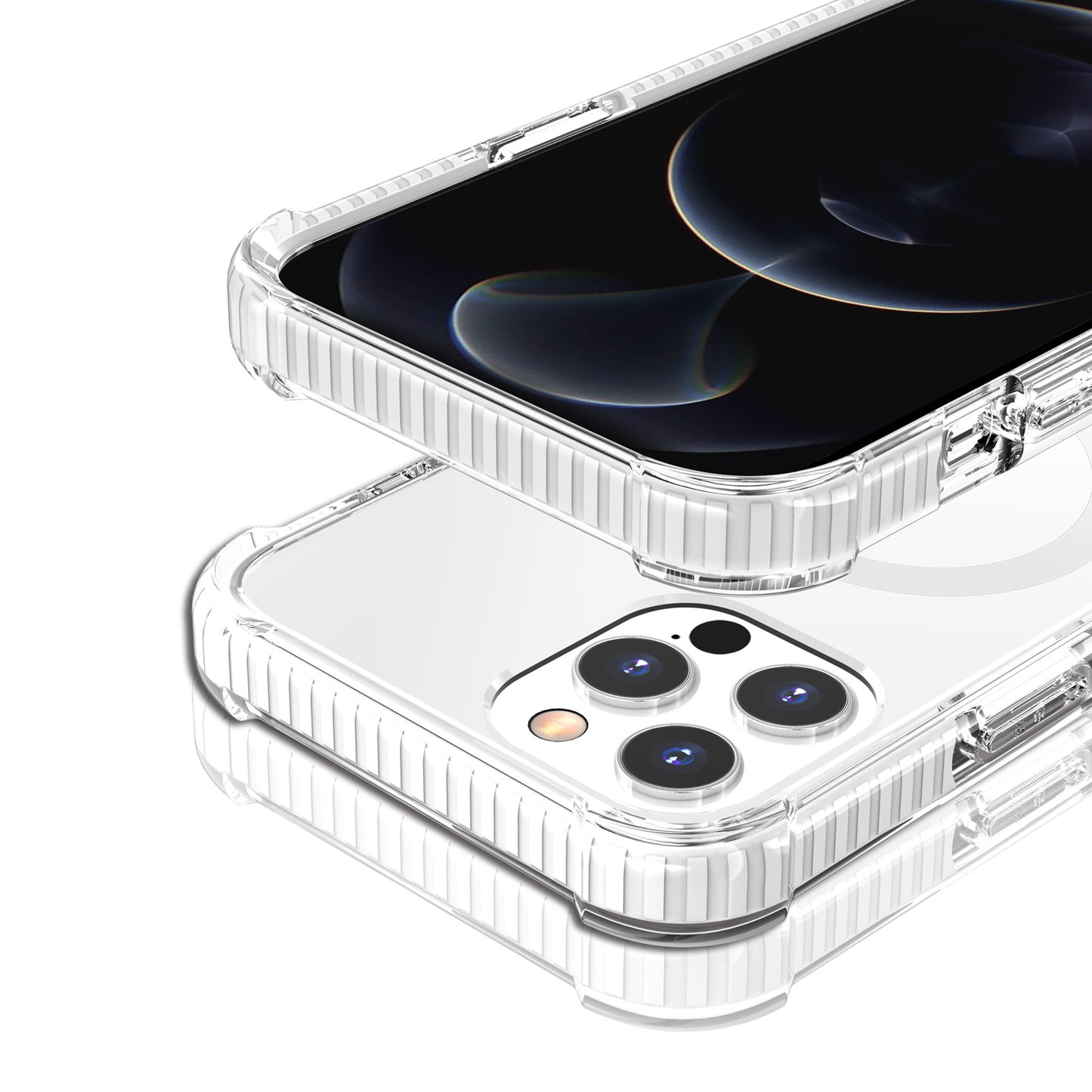 For Apple iPhone 16 Plus (6.7") Hybrid Acrylic Transparent Hard PC + TPU Color Frame Bumper Compatible with MagSafe Case Cover