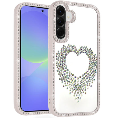 For Samsung Galaxy A37 Angel Hearts Glitter Shimmer Diamond Edge Hybrid Drop Protection Shockproof Design Case Cover