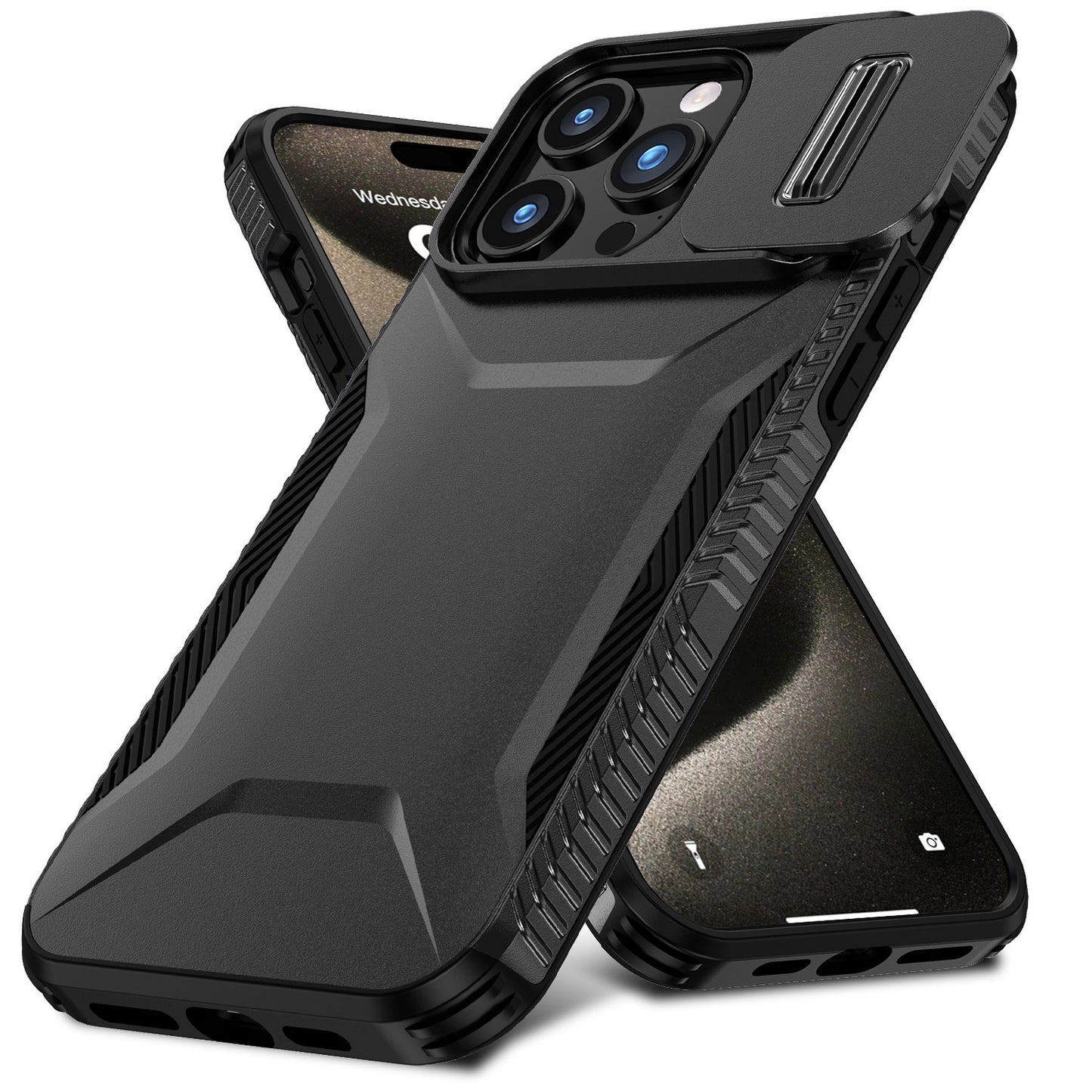 For Samsung Galaxy S26+ / S26 Plus Slim Fit Shockproof Hybrid with Slide Camera Window Covering, Rugged Tpu Silicone Hard PC Bumper Case Cover